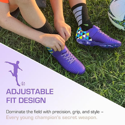 Soccer Cleats for Kids & Youth | Lightweight Football Shoes for Firm Ground | Durable Girls & Boys