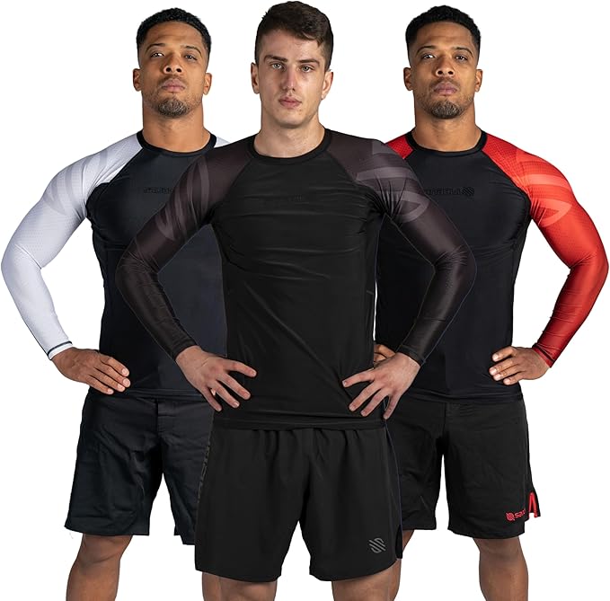 Sanabul Essential Long Sleeve Compression Training Rash Guard for MMA BJJ Wrestling Grappling and