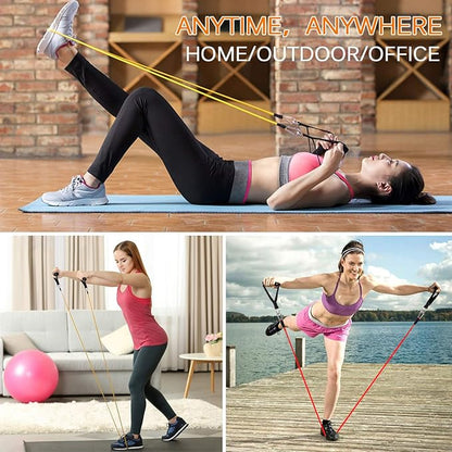 Resistance Bands Set, Workout Bands with Handles, Door Anchor, Ankle Straps and Carry Bag, Exercise