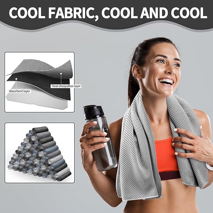 Honoson Cooling Towel Bulk - Neck & Face Cool Chilly Towels Microfiber Breathable Sport Sweat Rag