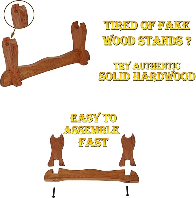 Mythrojan Medieval Sword Stand Solid Wood Horizontal Display Rack for Katana, Samurai, Gladiator