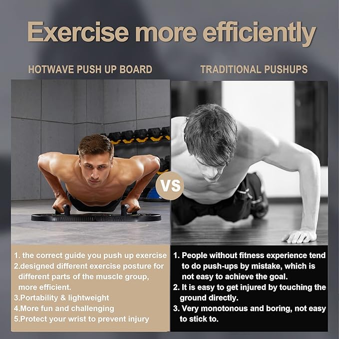 HOTWAVE Push Up Board Fitness, Portable Foldable 20 in 1 Push Up Bar at Home Gym, Pushup Handles