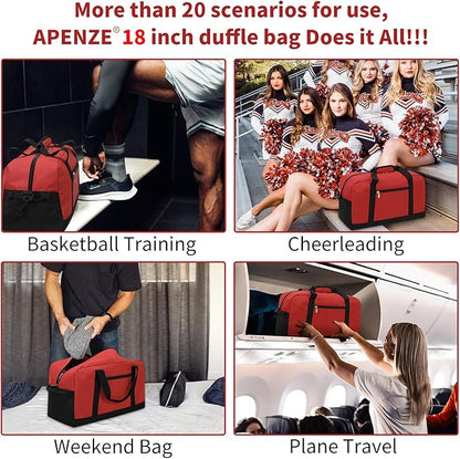 Small Gym Bag 18 inch Carry On Duffel Bag for Weekender Travel - Red