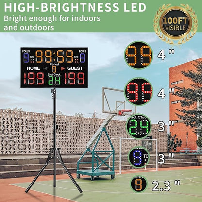 Basketball Digital Scoreboard with Remote,Battery Powered Portable Tabletop Electronic Scoreboard