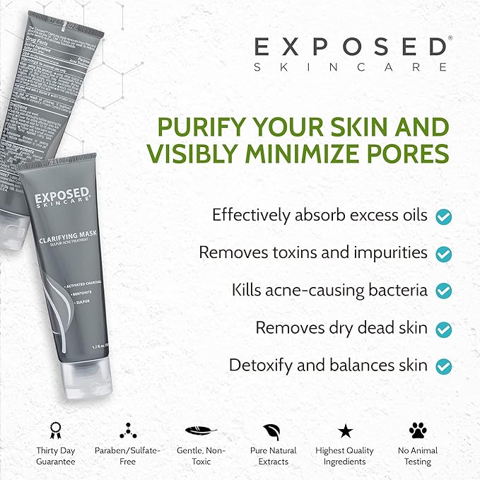 Exposed Skin Care Activated Charcoal Face Mask to Purify Skin, Regulate Oil Production and Visibly