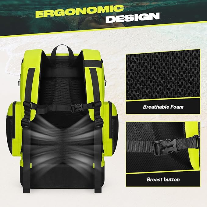 Maelstrom Swim Backpack,35L Swimming bag with Separate Shoes Compartment,Swim Gear Bag,Athlete Gym