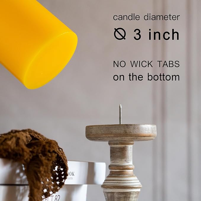 MOZEAL 3" x 6" Hand-Poured Unscented Candle,Dripless Pillar Candle Set of 3,Long Lasting