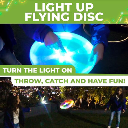 Toysery Light Up Flying Disc - LED Frisbee, Glow in The Dark, Easy to Use, Ideal Camping Game, Fun