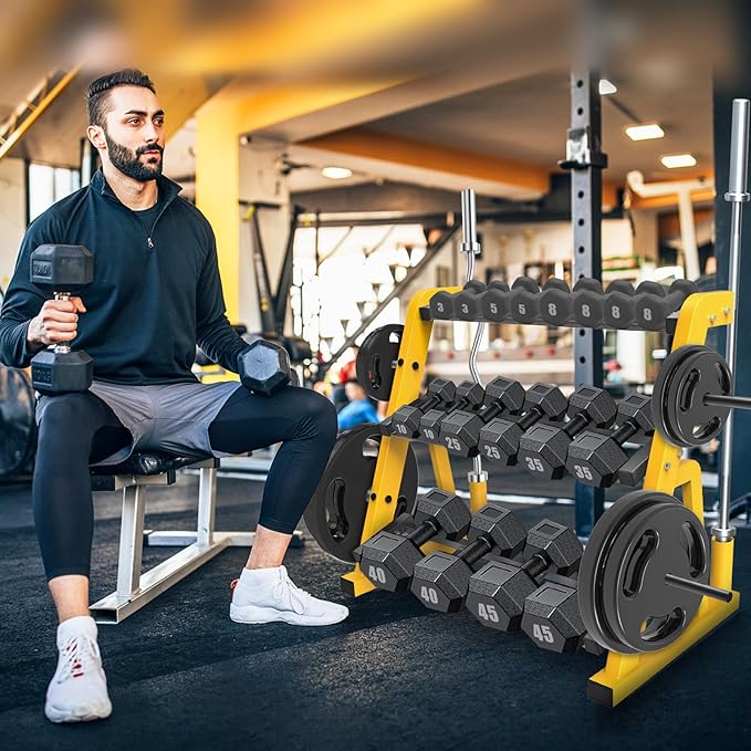 "Kipika Heavy Duty 3 Tier Dumbbell Rack Multifunctional, Weight Rack for Dumbbells, Home Gym