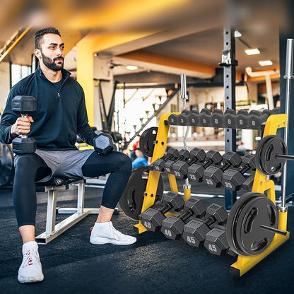 "Kipika Heavy Duty 3 Tier Dumbbell Rack Multifunctional, Weight Rack for Dumbbells, Home Gym