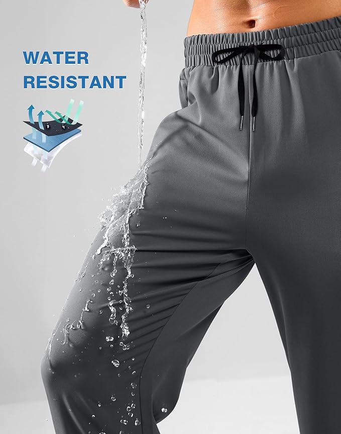 Pudolla Men's Lightweight Hiking Pants Quick-Dry Outdoor Sweatpants with Zipper Pockets for Casual