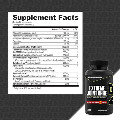 NutraBio Extreme Joint Care - Joint Support Supplement for Joint Relief, Pain-Free Movement - Joint