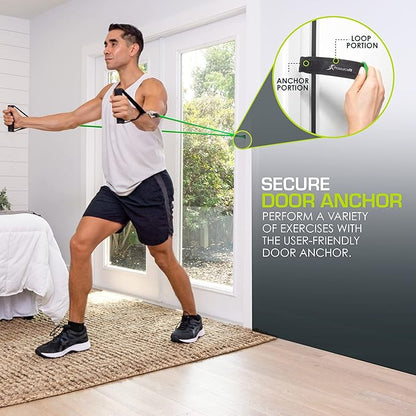 ProsourceFit Single Stackable Resistance Bands with Door Anchor and Exercise Guide, 5-8 LB, Heavy