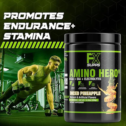 FXSUPPS Amino Hero Diced Pineapple Flavor(25 Servings)|Post-Workout Recovery Drink for Men and