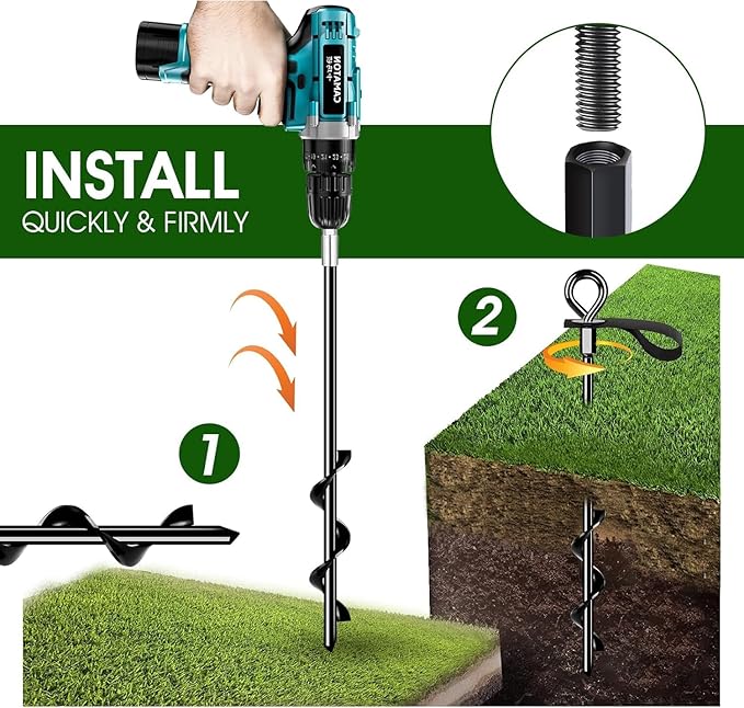 Trampoline Anchors Set of 16 - Heavy Duty Trampoline Stakes - Ground Anchors Resistant High Wind
