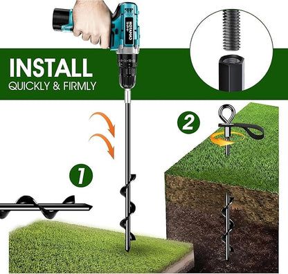 Trampoline Anchors Set of 16 - Heavy Duty Trampoline Stakes - Ground Anchors Resistant High Wind