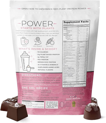 One Sol Lean Plant-Based Protein Powder, Pea & Brown Rice Protein, Low Carb, Vegan Friendly