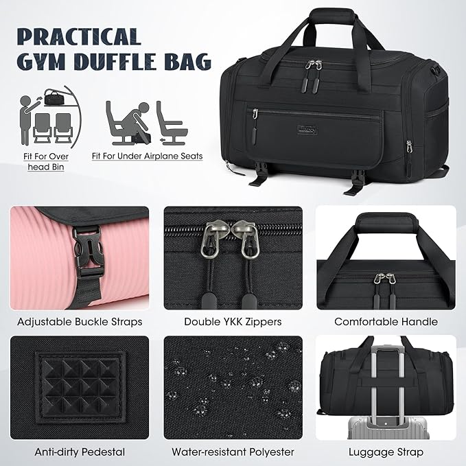 IGOLUMON Gym Bag for Men 40L Sports Duffel Bags Gym Duffle Bag Women with Shoe Compartment & Wet