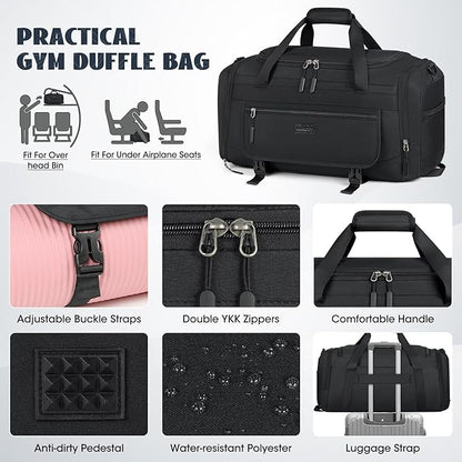 IGOLUMON Gym Bag for Men 55L Sports Duffel Bags Gym Duffle Bag Women with Shoe Compartment & Wet