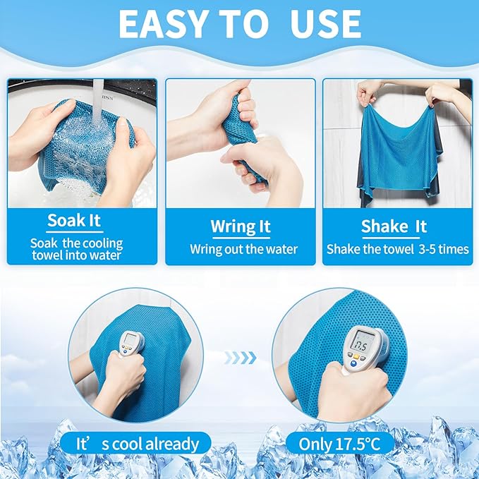 Honoson Cooling Towel Bulk - Neck & Face Cool Chilly Towels Microfiber Breathable Sport Sweat Rag