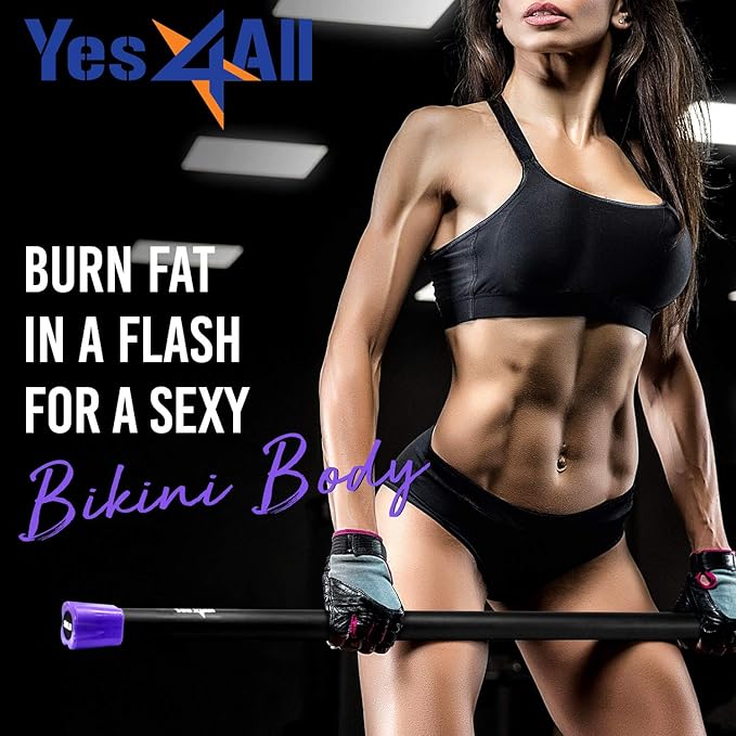 Yes4All Total Body Workout Weighted Bar, Resistance Band Bar, Racks for Strength Training, Exercise