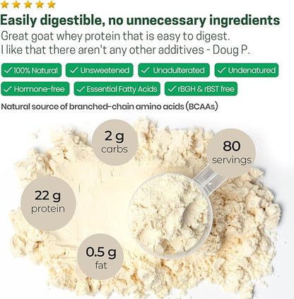 Z Natural Foods Goat Whey Protein Powder Concentrate - Undenatured, Unflavored, Pasture Raised Whey