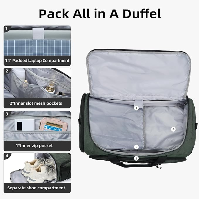 CLUCI Gym Bag for Men & Women, 35L Sports Duffle Bag for Travel,4 in 1 Weekender Bag,Overnight