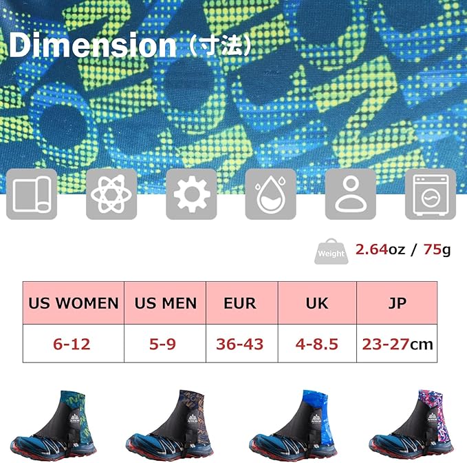 Azarxis Trail Gaiters Low Ankle Gators Shoes Boots Cover Breathable & Sand Protection for Men Women