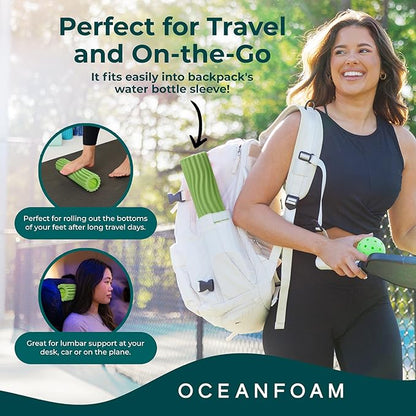 Oceanfoam Ripple Travel Foam Roller (11" x 3.35") Firm Mini Foam Roller for Physical Therapy, Deep