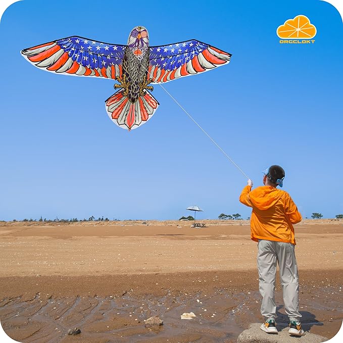 ORGCLDKT- 3D Lifelike Style Bird/Eagle Kite, Super Easy to Fly with, Ideal for Kids, Adults, Girls