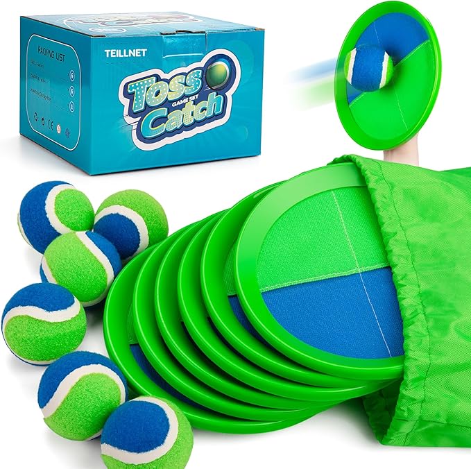 Toss and Catch Ball Set Upgraded - Kids Toys Outdoor Games for Whole Family - Water-Resistant Great