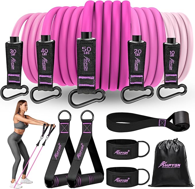 HPYGN Resistance Bands, Exercise Bands with Handles, Fitness Bands, Workout Bands with Door Anchor