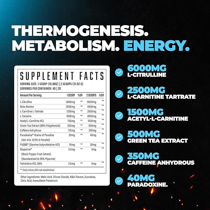 Wrecked Inferno - Thermogenic Pre Workout For Men & Women, Increase Energy, Boost Thermogenesis &
