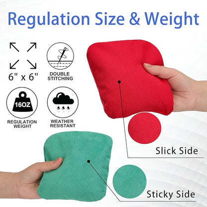 EunHo Dual Sided Cornhole Bags Regulation Set of 8 Professional Cornhole Bean Bags Slick and Stick