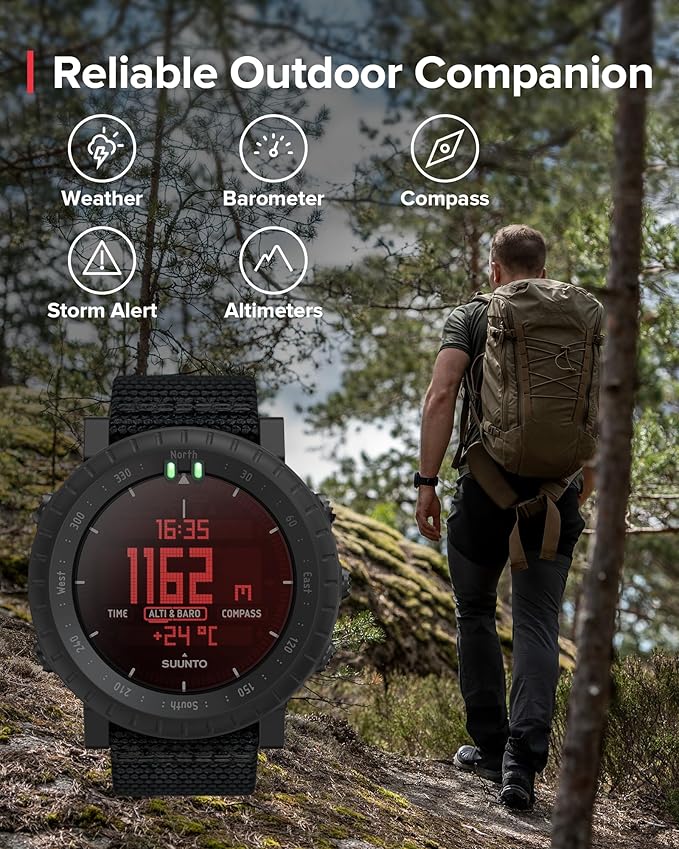 SUUNTO Core Alpha Sports Watch, Classic Outdoor Adventure Watch with Red Backlight, Altimeter