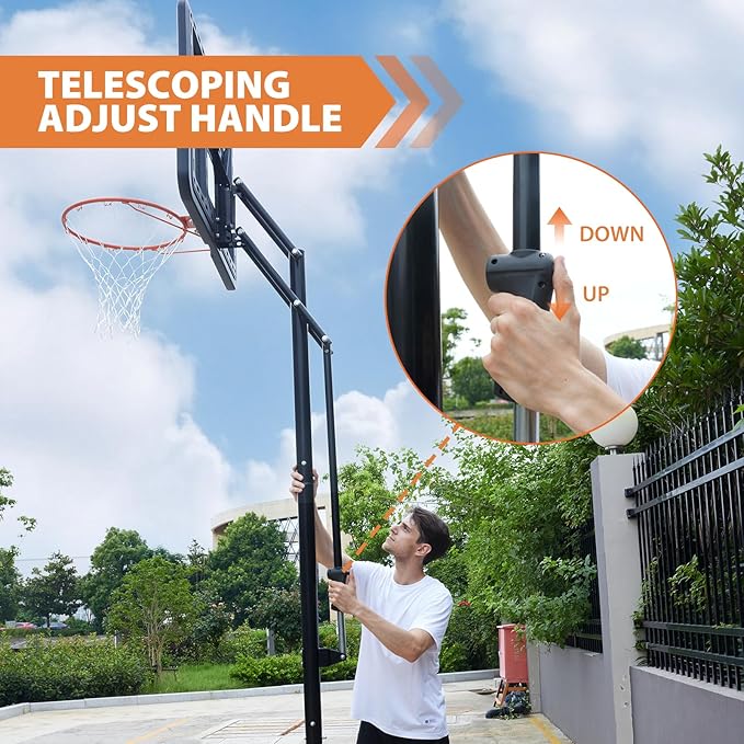 Portable Basketball Hoop Outdoor, 4.8-10FT Height Adjustable Basketball Hoop Goal System with 44/48