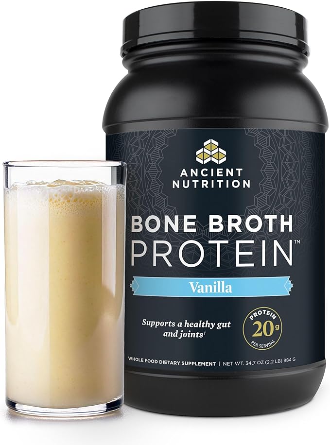 Ancient Nutrition Grass Fed, Bone Broth Protein Powder, 20g Protein, Hydrolyzed Collagen Peptides