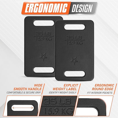 Yes4All Ruck Weight Plate, Cast Iron Rucking Plates with Wide Grip for Swings, Squat, Strength