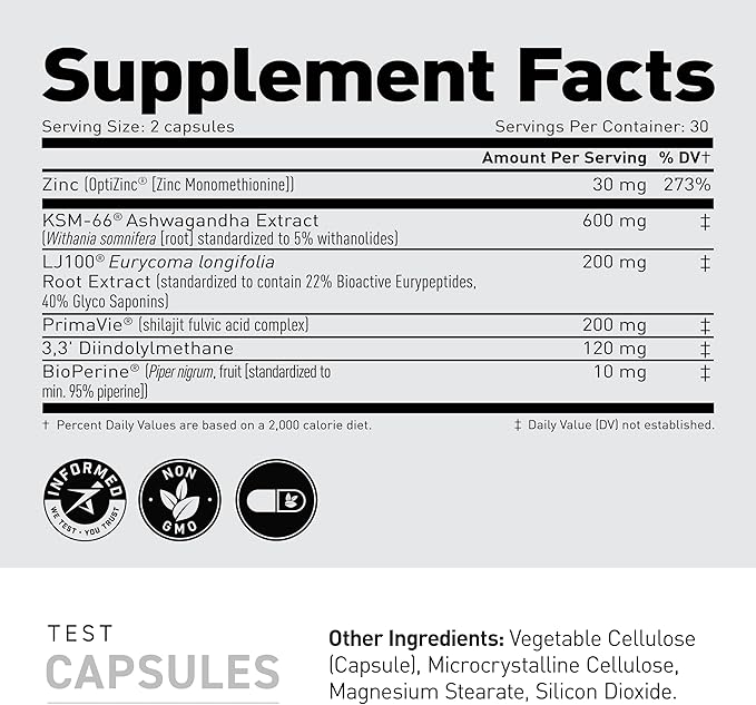 Kaged Test Capsules | Unflavored | Testosterone Booster Ferodrox | Premium Hormone Managment |