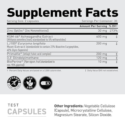 Kaged Test Capsules | Unflavored | Testosterone Booster Ferodrox | Premium Hormone Managment |