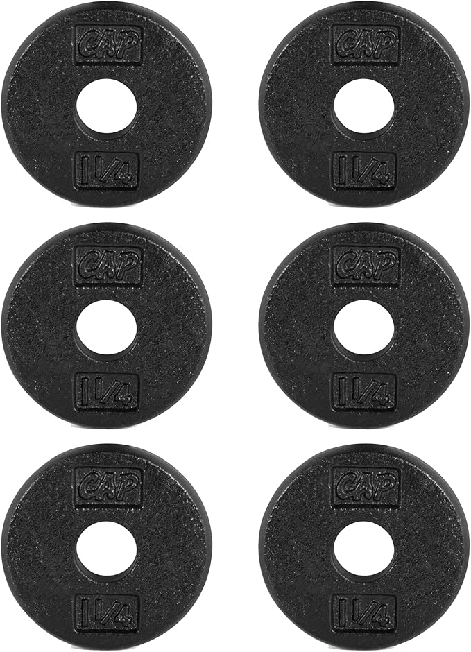 CAP Barbell Standard 1-Inch Cast Iron Weight Plates - Singles & Sets | 1.25-50 lbs | Multiple