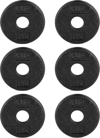 CAP Barbell Standard 1-Inch Cast Iron Weight Plates - Singles & Sets | 1.25-50 lbs | Multiple