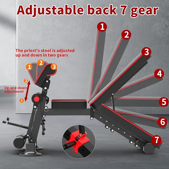 Adjustable Weight Bench,Utility Workout Bench Foldable Incline Decline Benches for Home Gym Full