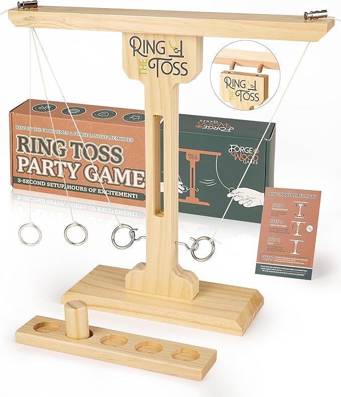 Ring Toss Game for Adults, 3-Second Instant Assembly Hook and Ring Game with Sturdy Structure, XL