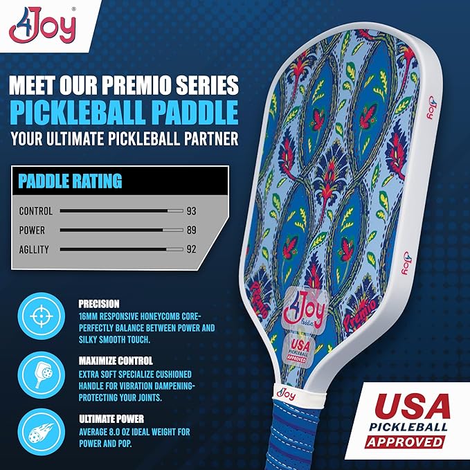 4Joy Pickleball Paddle Premio Series - Thermoformed Premium T700 Carbon Fiber Pickleball Paddless