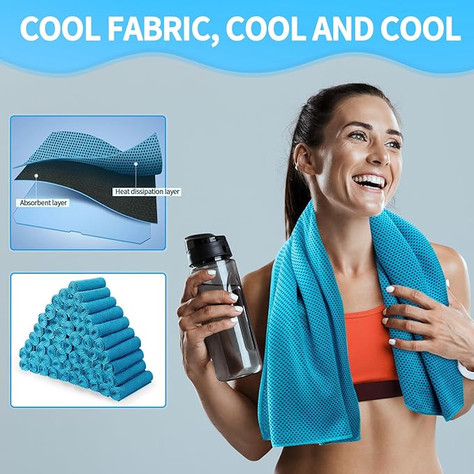 Honoson Cooling Towel Bulk - Neck & Face Cool Chilly Towels Microfiber Breathable Sport Sweat Rag