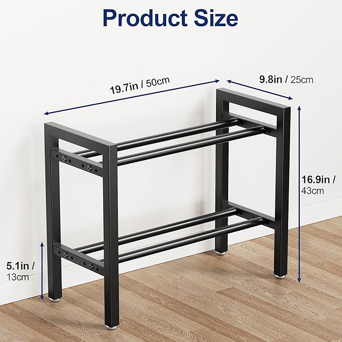 Dumbbell Rack 2-Tier 20 IN Length Adjustable Weight Rack For Home Gym Dumbbells Kettlebell (Rack