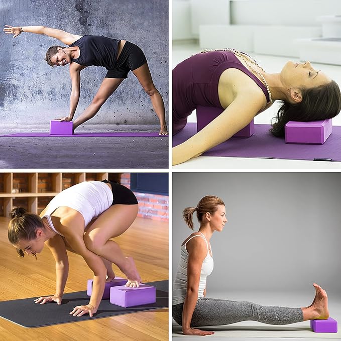 Yoga Mat Set for Beginners,Yoga Mat with Carrying Strap,Yoga Blocks 2 Pack with Yoga Strap,Yoga