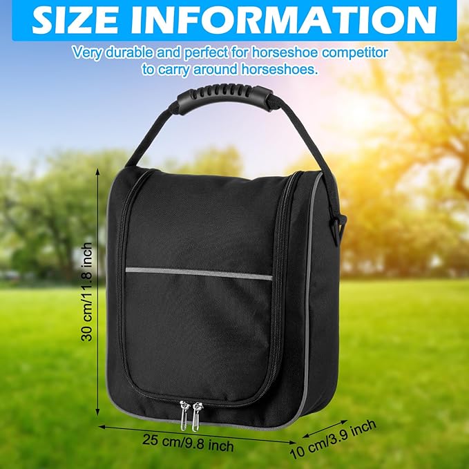 Abbylike Compact Horseshoe Carrying Bag 11 x 10.5 x 4 Inch Horseshoe Set Bag Tournament Quality