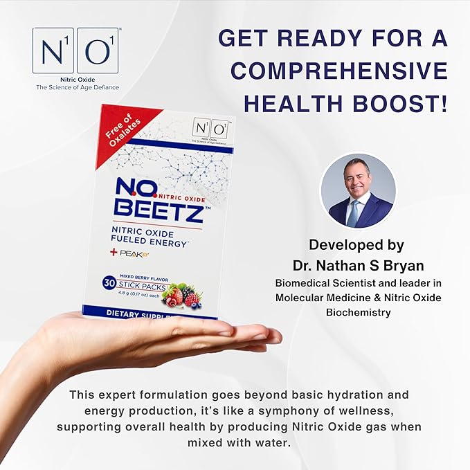 N.O. Beetz Nitric Oxide Supplement for Pre-Workout & Endurance | Beetroot, Peak ATP & Electrolytes